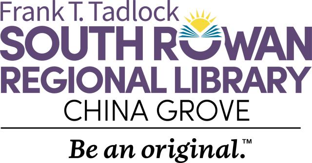 Trademark logo for Frank T. Tadlock South Rowan Regional Library China Grove underscored with the county motto 