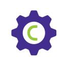 A purple cog with the letter C in it