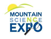 Mountain Science Expo logo. The "NC" in science is green text, while the rest of the letters are blue.