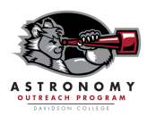 A wildcat looking through a telescope. Astronomy Outreach Program Davidson College logo