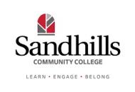 Sandhills Community College / Learn, Belong, Engage with logo red, black and gray