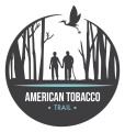 American Tobocco Trail logo, a sihouette of two people and trees.