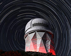 Observatory with star trails